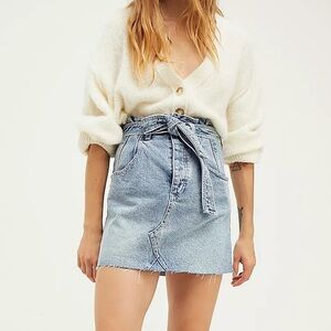 Free People We The Free East Of Eden Mini Skirt Denim Size 25 Belted
